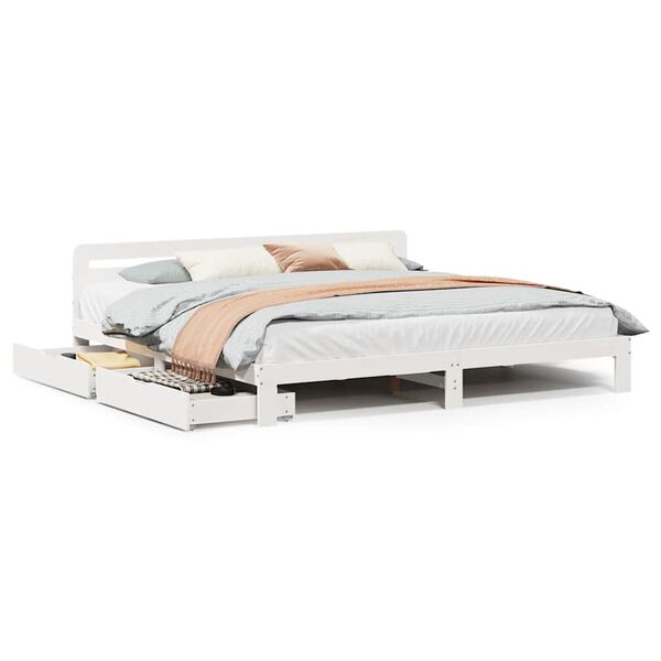 vidaXL Estructura de cama sin colch&oacute;n madera maciza blanca 200x200 cm