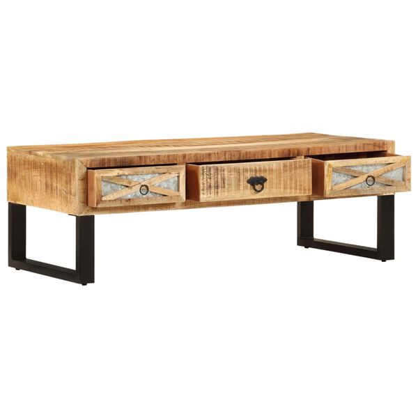 vidaXL Mesa de centro de madera maciza de mango 110x50x38 cm