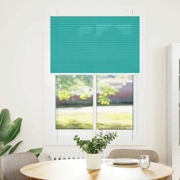 vidaXL Estor Plisado verde petr&oacute;leo 85x100 cm Tela Ancho 84,4 cm