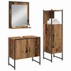 vidaXL Juego de muebles de ba&ntilde;o 3 pcs Marr&oacute;n Madera contrachapada