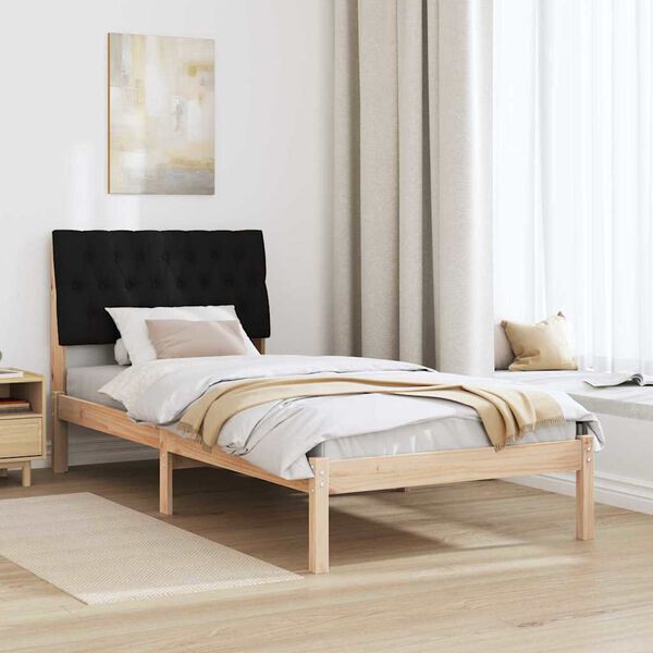 vidaXL Estructura de Cama con Cabecera Tapizada Marrón 90 x 200 cm