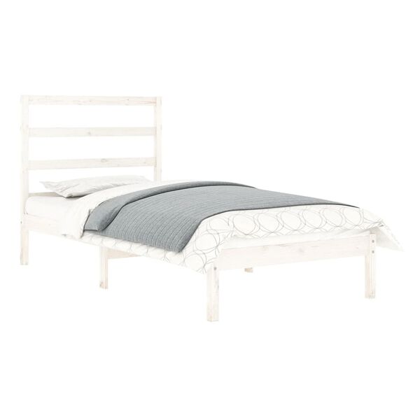 vidaXL Estructura de cama individual madera maciza blanco 90x190 cm