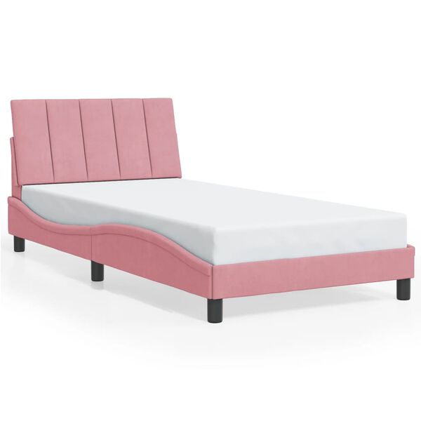vidaXL Estructura de cama sin colch&oacute;n Hanko terciopelo rosa 100x200 cm