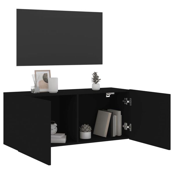 vidaXL Mueble para TV de pared negro 100x30x41 cm
