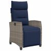 vidaXL Silla de jard&iacute;n reclinable con mesa auxiliar rat&aacute;n gris