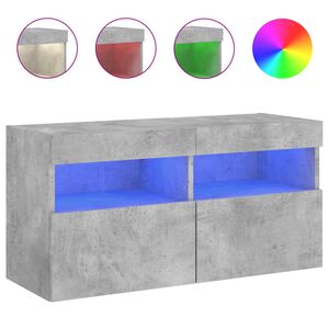 vidaXL Mueble de TV de pared con luces LED gris hormig&oacute;n 80x30x40 cm