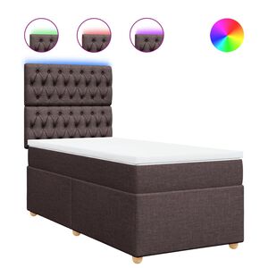 vidaXL Cama box spring con colch&oacute;n tela marr&oacute;n oscuro 90x190 cm
