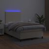 vidaXL Cama box spring colch&oacute;n y LED cuero sint&eacute;tico crema 120x200 cm