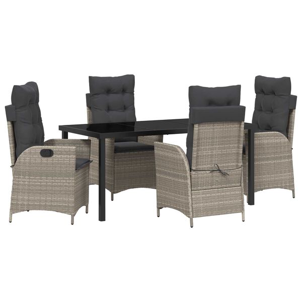 vidaXL Conjunto de Comedor de Jard&iacute;n 5 pcs Gris Claro rat&aacute;n sint&eacute;tico