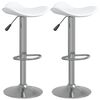 vidaXL Taburete de cocina 2 uds acero cromado cuero artificial blanco