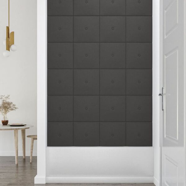 vidaXL Paneles de pared 12 uds tela gris oscuro 30x30 cm 1,08 m&sup2;
