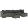 vidaXL Set de muebles de jard&iacute;n 6 pzas y cojines rat&aacute;n sint&eacute;tico gris