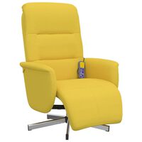vidaXL Sillón reclinable de masaje con reposapiés tela amarillo claro