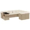 vidaXL Juego de sof&aacute;s jard&iacute;n con cojines beige 10 pzas rat&aacute;n sint&eacute;tico