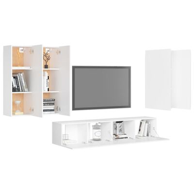 vidaXL Juego de mueble para TV de 6 piezas aglomerado blanco