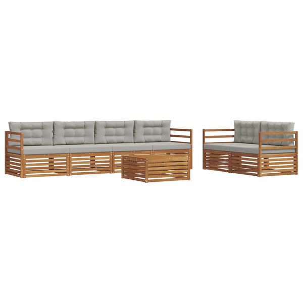 vidaXL Conjunto de sof&aacute;s de exterior 7 pcs Gris Natural y Claro