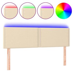 vidaXL Cabecero con LED de tela color crema 144x5x78/88 cm