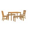 vidaXL Conjunto de comedor 5 uds. Beige Madera de Roble S&oacute;lido