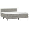 vidaXL Cama box spring colch&oacute;n y LED terciopelo gris claro 180x200 cm