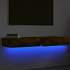 vidaXL Muebles de TV con luces LED 2 uds roble ahumado 60x35x15,5 cm