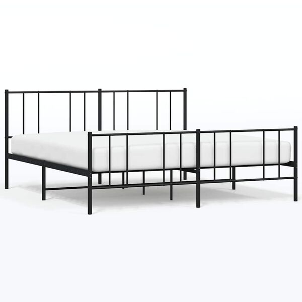 vidaXL Estructura cama sin colch&oacute;n con estribo metal negro 183x213 cm
