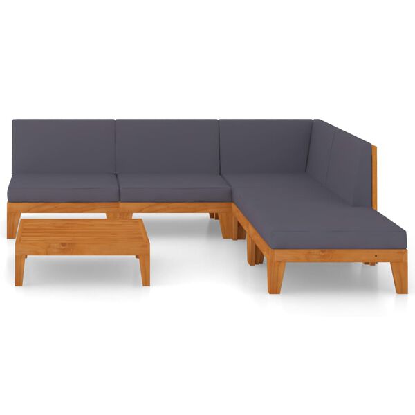 vidaXL Juego muebles de jard&iacute;n y cojines 6 pzas madera maciza acacia