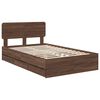 vidaXL Estructura de cama con cabecera Roble marr&oacute;n 135 x 190 cm