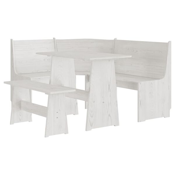 vidaXL Juego de comedor REINE 3 pzas madera maciza de pino blanco
