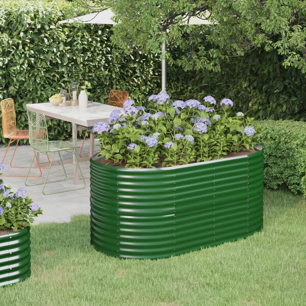 vidaXL Jardinera arriate acero galvanizado verde 152x80x68 cm