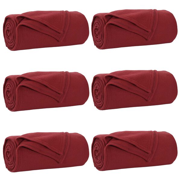vidaXL Mantitas de Sof&aacute; 6 pcs Rojo Burdeos 240 x 220 cm Lana
