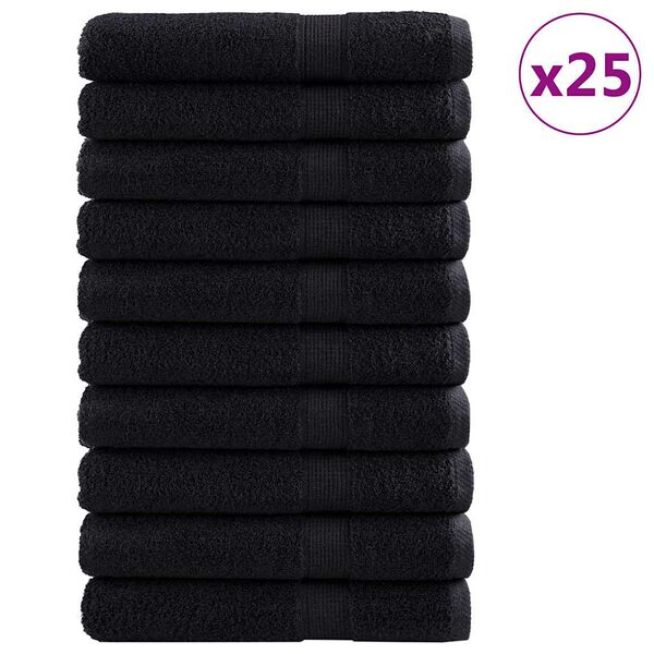 vidaXL Toalla de Invitado SOLUND 25 pcs Negro 80 x 200 cm Algod&oacute;n