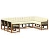 vidaXL Conjunto de sof&aacute;s de exterior 9 uds. Natural y Crema