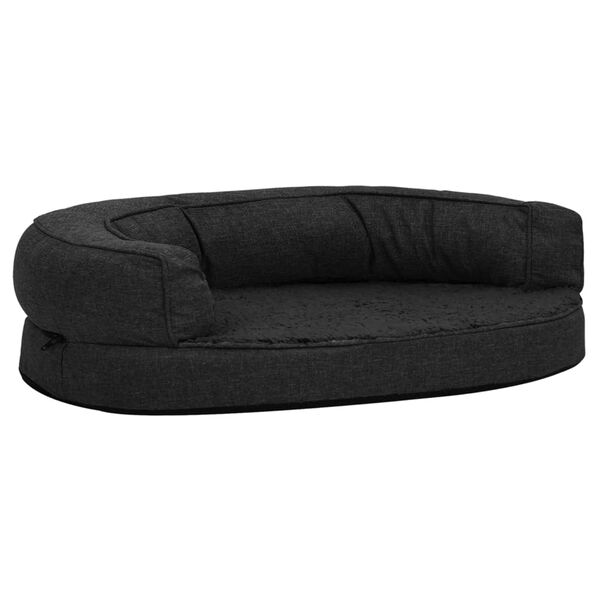 vidaXL Colch&oacute;n de cama de perro ergon&oacute;mico aspecto lino negro 75x53cm