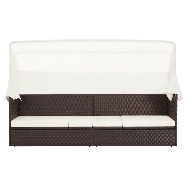 vidaXL Sof&aacute; de jard&iacute;n con dosel rat&aacute;n sint&eacute;tico marr&oacute;n