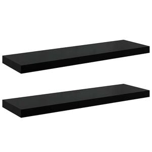 vidaXL Estante flotante de pared 2 uds MDF negro brillo 80x23,5x3,8 cm