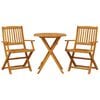 vidaXL Muebles cafeter&iacute;a plegables 3 pzas madera maciza acacia