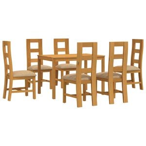 vidaXL Conjunto de comedor 7 uds. Beige Madera de Roble S&oacute;lido