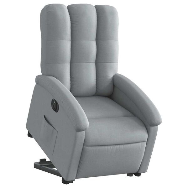 vidaXL Sill&oacute;n el&eacute;ctrico reclinable elevable de tela gris claro