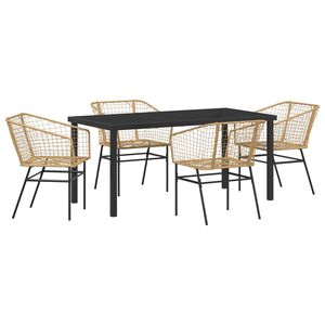 vidaXL Conjunto de Comedor de Jard&iacute;n 5 pcs Marr&oacute;n rat&aacute;n sint&eacute;tico