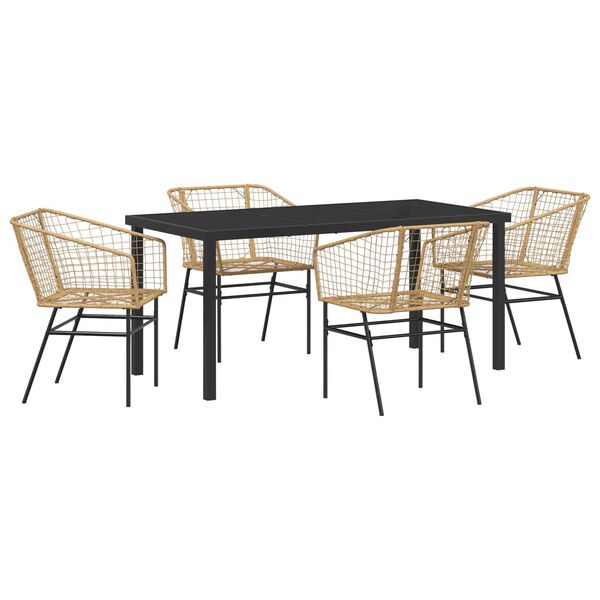 vidaXL Conjunto de Comedor de Jard&iacute;n 5 pcs Marr&oacute;n rat&aacute;n sint&eacute;tico