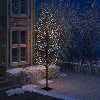 vidaXL Árbol de Navidad 1200 LED blanco cálido flores de cerezo 400 cm