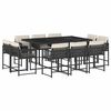 vidaXL Set de comedor jard&iacute;n 11 pzas con cojines rat&aacute;n sint&eacute;tico negro
