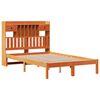 vidaXL Cama con estanter&iacute;a sin colch&oacute;n madera maciza marr&oacute;n 135x190cm