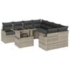 vidaXL Conjunto de sof&aacute; de jard&iacute;n 9 uds. Gris claro rat&aacute;n sint&eacute;tico