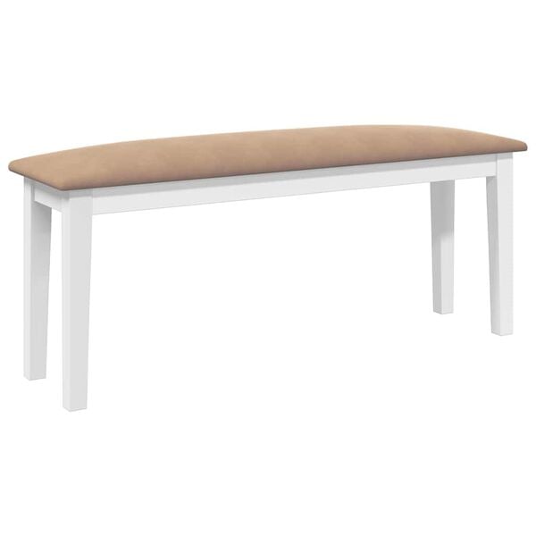 vidaXL Banco 110 cm madera maciza caucho blanco