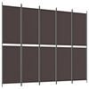 vidaXL Biombo divisor de 6 paneles de tela marr&oacute;n 300x220 cm