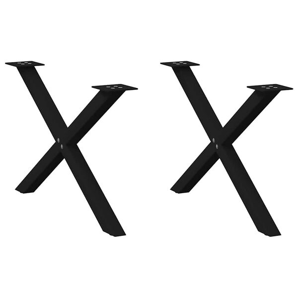 vidaXL Patas para mesa de centro en forma de X (2 unidades), color negro, 70 x (42-43) cm, acero
