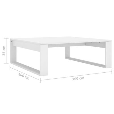 vidaXL Mesa de centro madera contrachapada blanco 100x100x35 cm