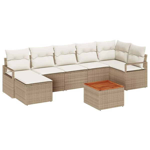 vidaXL Conjunto de sofá de jardín 8 pcs Beige y blanco