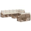 vidaXL Conjunto de sof&aacute;s de jard&iacute;n 9 uds. Beige rat&aacute;n sint&eacute;tico